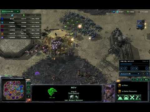 SC2 2V4 insane Ai Zerg Outpost (Man + 1 insane Terran V 4 insane Zerg)