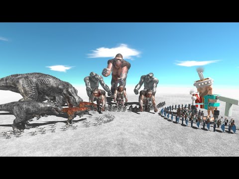 Mutant Primates vs Modern Humans vs Carnivore Dinosaurs - Animal Revolt Battle Simulator
