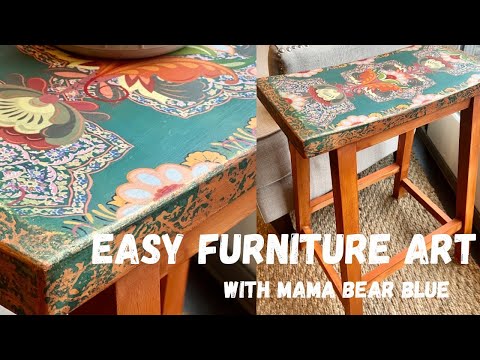 Furniture art with paint and decoupage! Easy step by step instructions to create a boho look