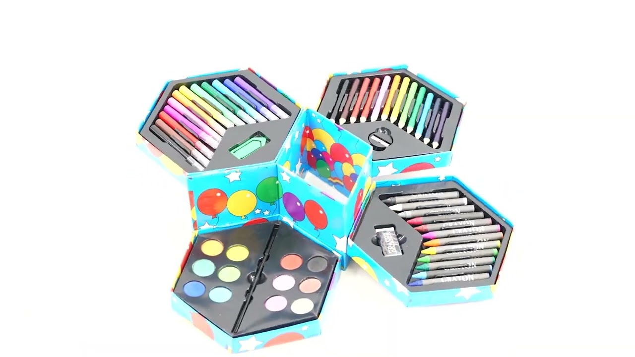 52 PCS Craft Art Artists Set Hexagonal Box