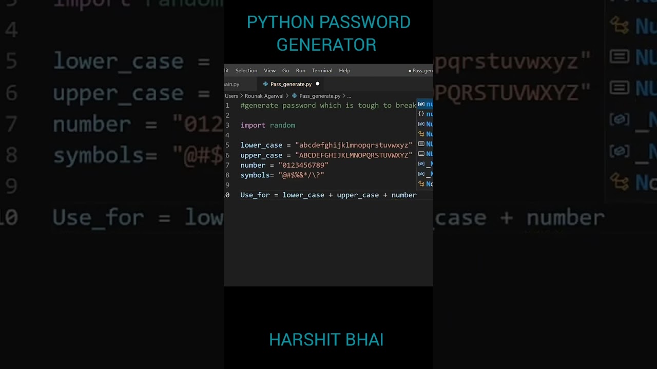 Python Password Generator | Get unhackable passwords with just 5 lines of python #shorts #hacker