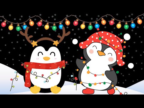 Penguin Parade Christmas Winter Baby Sensory video for Tummy Time with High contrast | Calming Music
