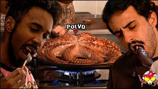 cozinhando um polvo gigante