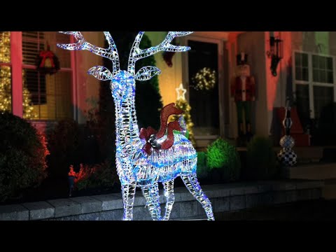 Fraser Hill Farm 2024 6-Ft. Prelit Iridescent Reindeer Decoration with LED Lights