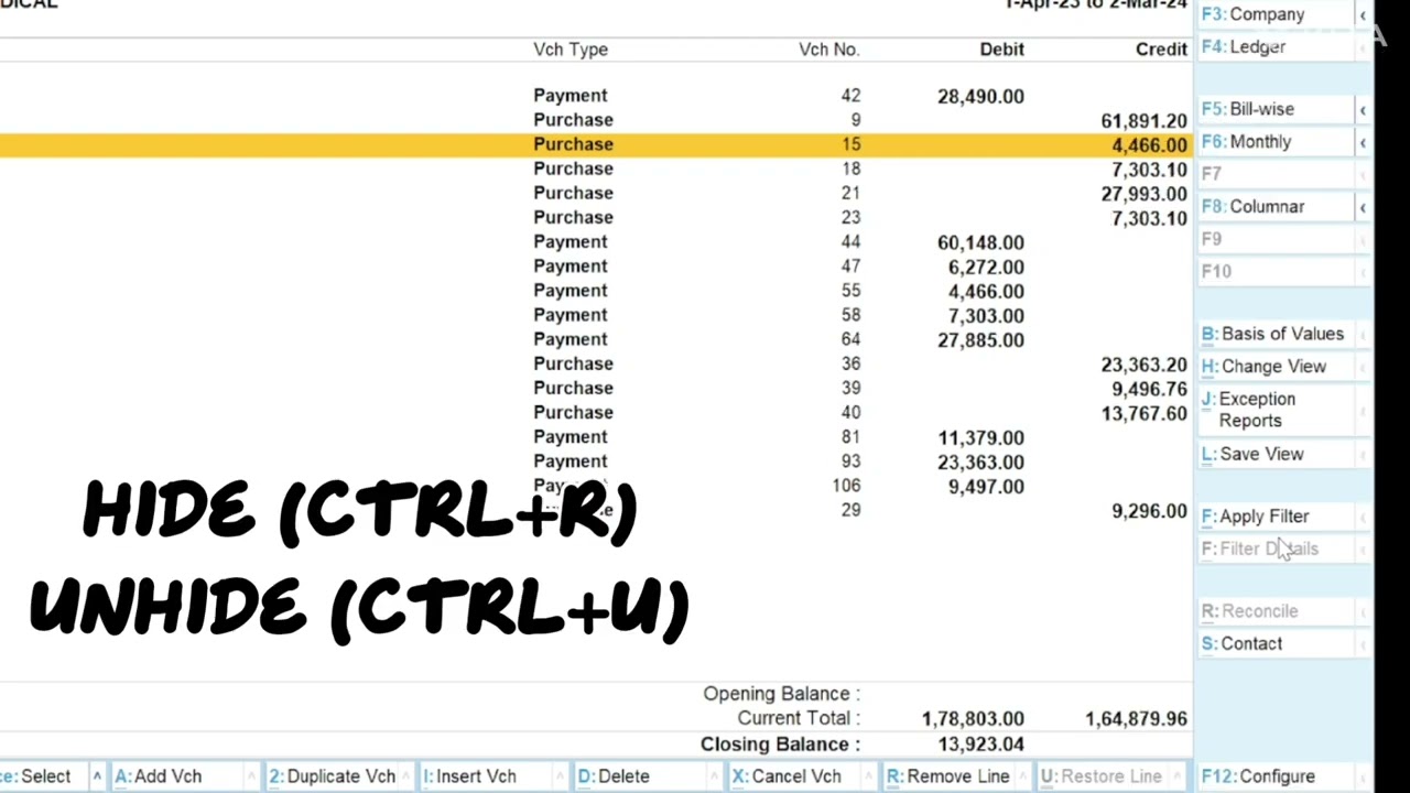 HOW TO HIDE & UNHIDE TRANSACTION IN TALLY PRIME?