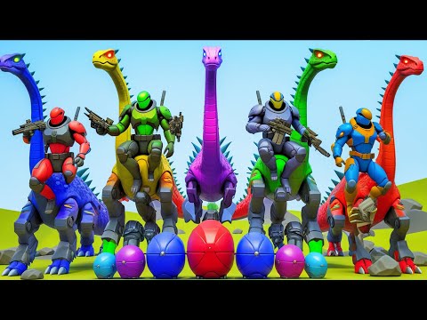NEW ! Dinosaur Brachiosaurus Colors vs Big Dinosaurs Tyrannosaurus Rex Fighting T-Rex vs I-Rex