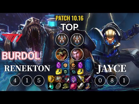 T1 Burdol Renekton vs Jayce Top - KR Patch 10.16