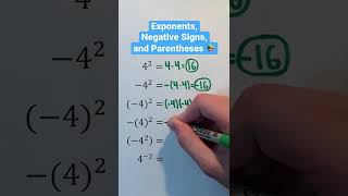 Exponents, Negative Signs, and Parentheses 📚 #Shorts #algebra #math #maths #mathematics #education