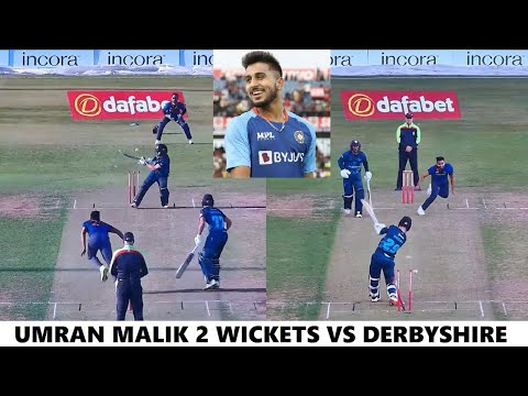 Umran Malik 2 Wickets vs Derbyshire in India T20 Tour Match in England 2022 - Both Clean Bowleds