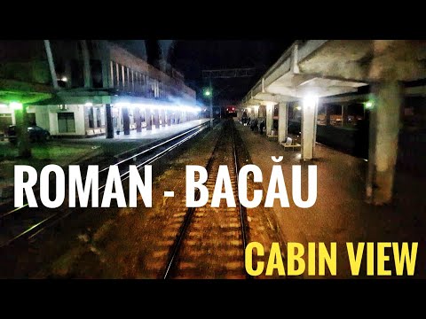 Train CABVIEW 🇷🇴 Roman - Bacău (Romania) on M500 - locomotive driver's night view