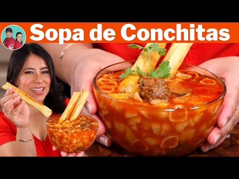 SOPA de CONCHITAS (Con Albondigas y Papas) Acompañala con Tacos de Queso y Jalapeño - llena de SABOR