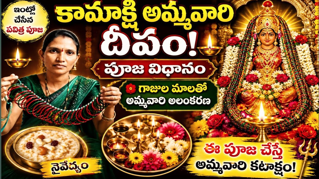 🪔 కామాక్షి అమ్మవారి దీపం పూజ విధానం | నైవేద్యం | గాజుల మాల సమర్పణ |