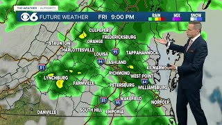 Hour-by-hour look at rain chances in Virginia Friday into Saturday morning