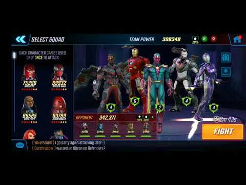 AW Offense - 308k Power Armor vs 342k Ultron Minnguardians - Marvel Strike Force