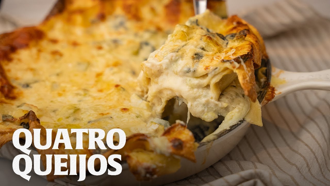 LASANHA DE MASSA FRESCA AO MOLHO QUATRO QUEIJOS!