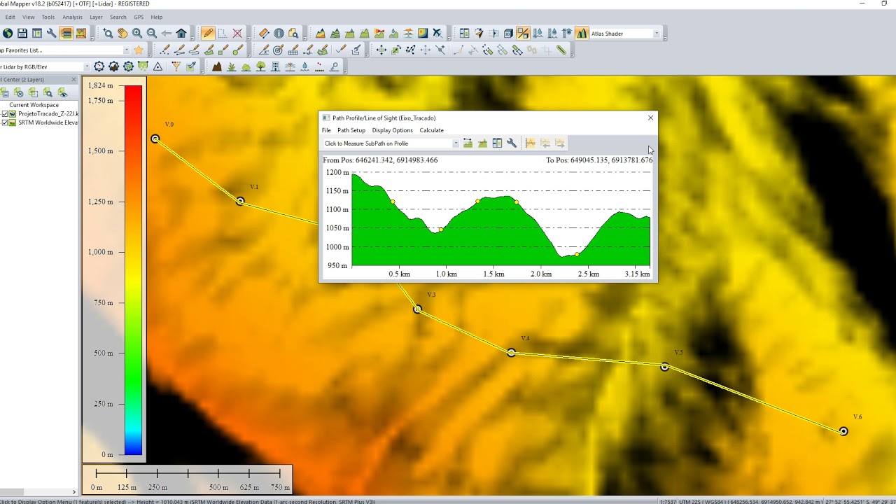 Gerando Perfil e Planta AutoCad Programa Tabela de coordenadas, Global Mapper e Google Earth