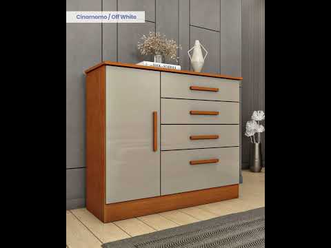 Video thumbnail of Cômoda Chicago 1 Porta e 4 Gavetas TCIL