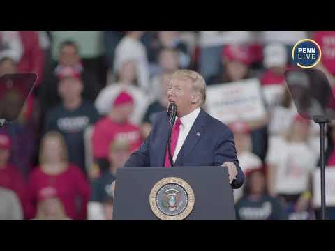 President Donald Trump speaks at his Hershey rally