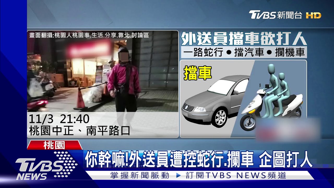 你幹嘛!外送員遭控蛇行、攔車 企圖打人