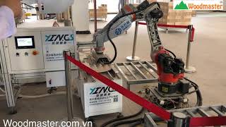 Robot gắp hút phôi gỗ cho Máy đánh mộng 2 đầu