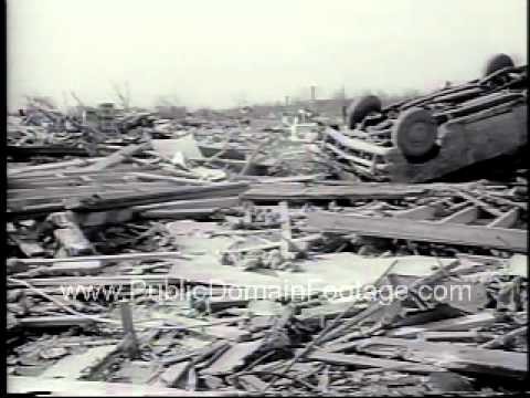 LBJ Tours Tornado Devastated Midwest 1965 Public Domain Footage Newsreel PublicDomainFootage.com