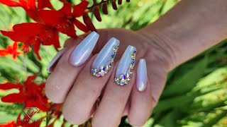 Glazed nails with crystals. Watch me do my nails from nail prep to filling and design. Education 