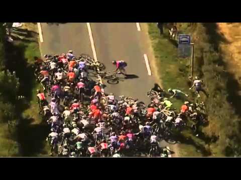 Huge pileup in Tour De France stage one.