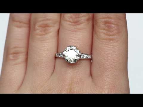 Circa 1920s Art Deco Platinum 2.01ct Old European Cut Diamond Engagement Ring