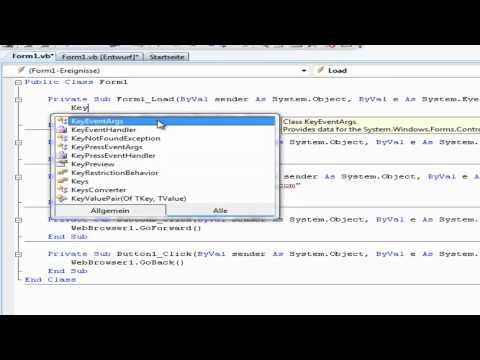 Visual Basic 08 Simple Webbrowser With E Keycode