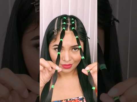 hairstyle with leagues in reverse nice and easy #shorts #peinadosconligas #shortsbeta