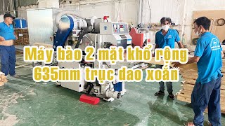 Bào gỗ Thông bằng máy bào 2 mặt dao xoắn tải nặng Woodmaster