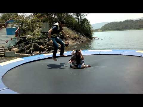 funny jump hemisha got stuck by nilesh...