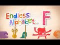 Endless Alphabet A To Z Letter F FAMISHED FIREWORKS FLEXIBLE FLOAT FLOP Originator Games