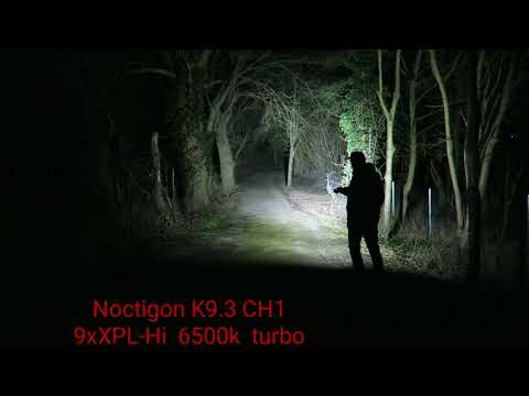 Noctigon K9 3 CH1 9xXPL Hi 6500K  vs. E07 - EC03 - D4S - FW21Pro  comparison