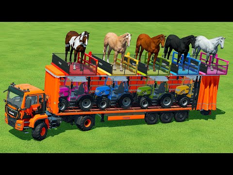 LOAD & TRANSPORT HORSES and MINI RIGITRAC TRACTORS with MAN TRUCK - Farming Simulator 22