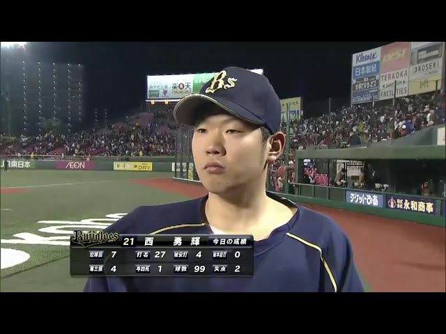 バファローズ西投手ヒーローインタビュー 2014/4/1 E-Bs