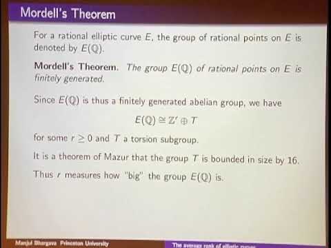 Manjul Bhargava, The average rank of elliptic curves