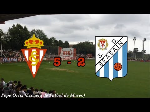 Real Sporting de Gijón ''B'' 5, S.D. Beasain 2. Resumen y celebración de ascenso.