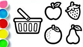 🛒 Grocery Shopping for Fruits 🍎 | Easy Drawing & Painting for Kids 🎨