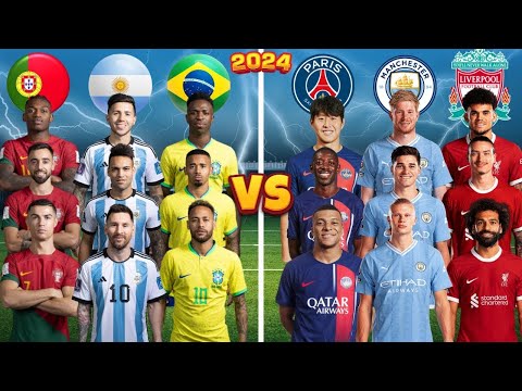 Portugal & Argentina & Brazil 🆚 PSG & Man City & Liverpool (Ronaldo, Messi, Neymar, Mbappe, Haaland)