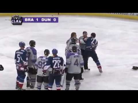 Steve Makway vs Kyle Bruce EIHL fight 18-12-10