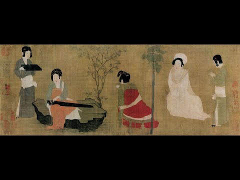 艺术赏鉴：周昉《调琴啜茗图》高清国画赏析 原作细节观赏 \tiao qing chuo ming tu\ Chinese painting appreciation
