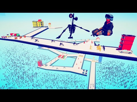 Sirenhead invaded into the hill town Defend the hill town - Totally Accurate Battle Simulator TABS