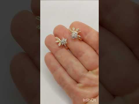 Подарок девушке серьги "Весенняя радость" медзолото 18К с цирконами в бархатной коробочке - фото 2 - id-p2305688440