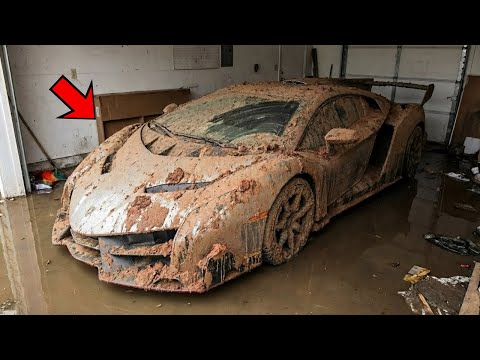 Extreme Deep Cleaning a Flooded $500 Lamborghini Veneno 2013 (Full Restoration)