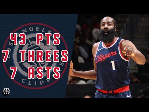 James Harden 43 pts 7 threes 7 asts vs Wizards 24/25 season