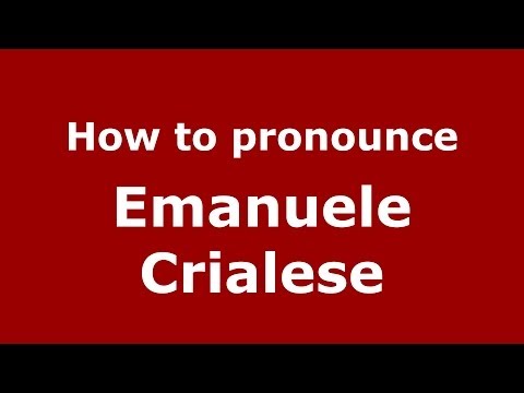 How to pronounce Emanuele Crialese (Italian/Italy) - PronounceNames.com