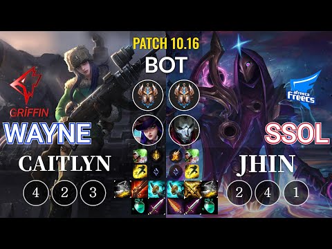 GRF Wayne Caitlyn vs AF SSol Jhin Bot - KR Patch 10.16