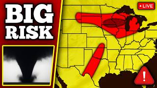 Breaking Severe Weather Outbreak Coverage - Large Tornadoes Possible with Live Storm Chasers
