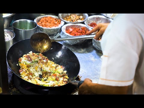 Chinese Street Food -Night market egg fried rice fried noodles, Chicken and Egg Burrito